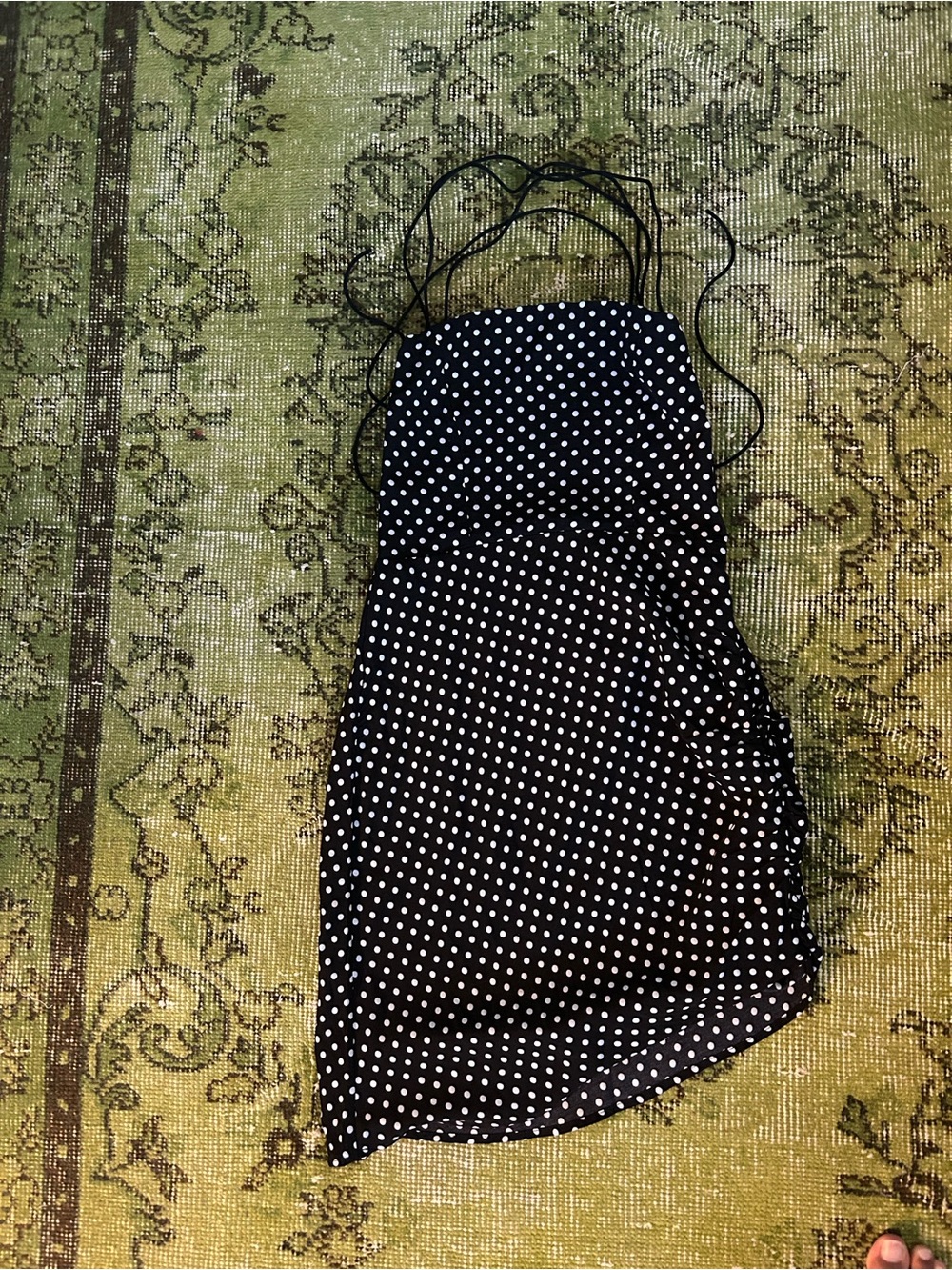 Black Polka Dot Stapy Back Mini Dress